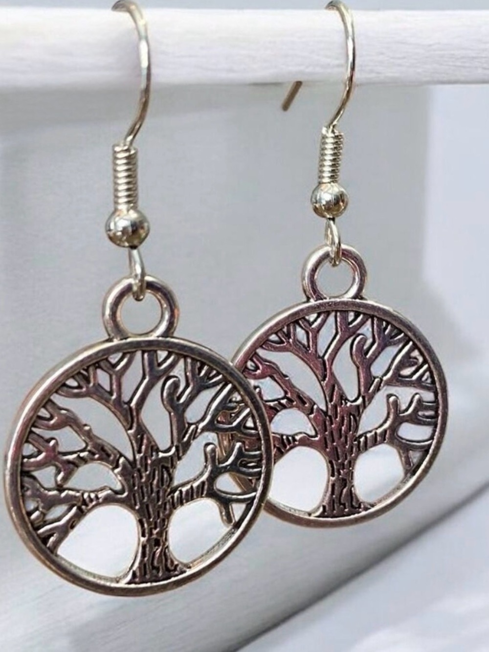 Silver Plated Tree of Life Earrings New